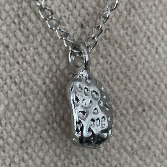 Whimsical Egg in a Nest Pendant Necklace - Silver Tone with Faux Pearl - Picture 7 of 10